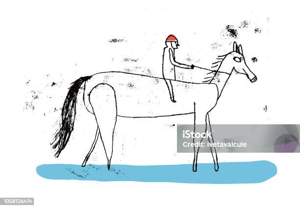 Man Riding Horse Stock Illustration - Download Image Now - Horse, Drawing - Art Product, Line Art