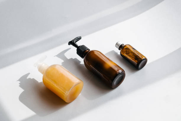 istock Bottles with organic cosmetics overhead 1058133044