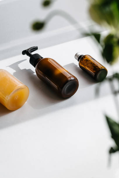 istock Bottles with organic cosmetics overhead 1058133046
