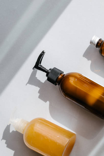 istock Bottles with organic cosmetics overhead 1058134162
