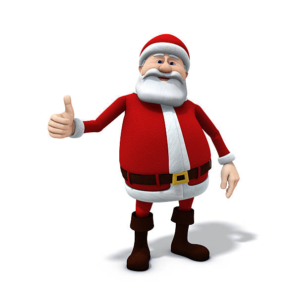 3D digital render of a walking Santa carrying a sack with gifts isolated on white background