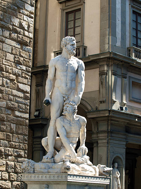 florence-escultura hercules e cacus por bandinelli. - cacus imagens e fotografias de stock