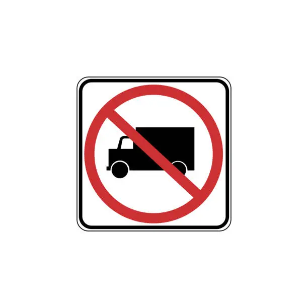 Vector illustration of USA traffic road signs. no truck allowed. vector illustration
