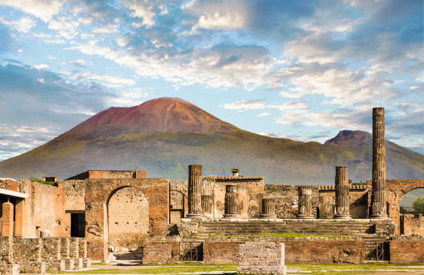 Vesuvius and Pompeii stock photo