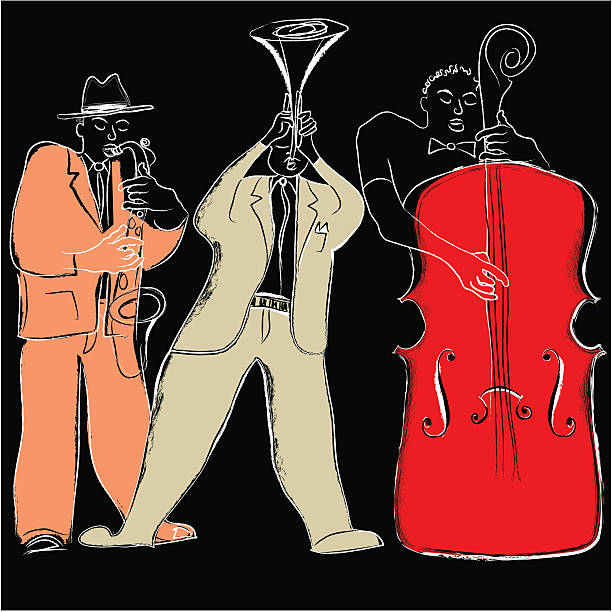 ilustrações, clipart, desenhos animados e ícones de banda de jazz no fundo colorido - rhythm and blues