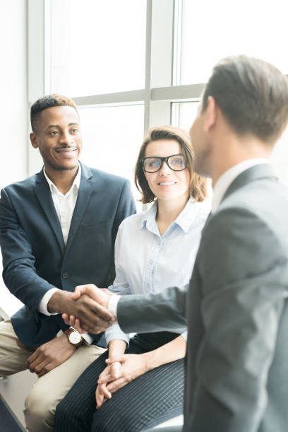 istock Business employee getting acquainted with colleagues 1058163348