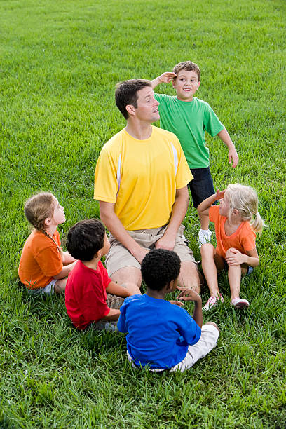 istock Diverse group of children with summer camp counselor 105816673