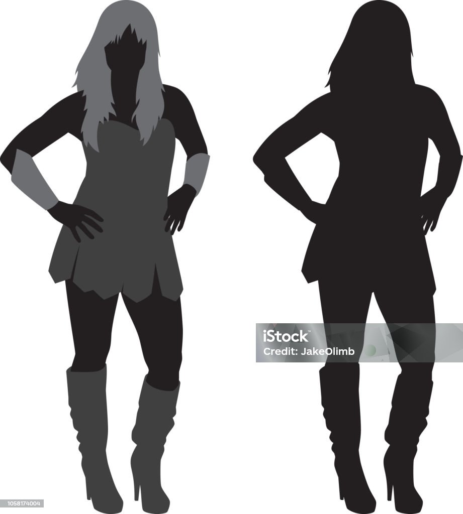 Warrior Woman Silhouette Vector silhouette of a warrior woman posing. Women stock vector