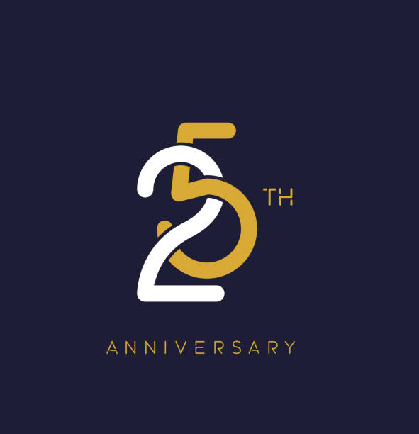 25th anniversary logo.overlapping number with simple monogram color. vector design for greeting card and invitation card. anniversary logo.overlapping number with simple monogram color. vector design for greeting card and invitation card. number 25 stock illustrations
