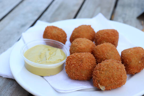 istock Dutch snack: Bitterballen with mustard 1058191936