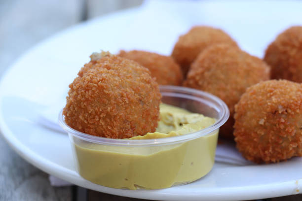 istock Dutch snack: Bitterballen with mustard 1058192102