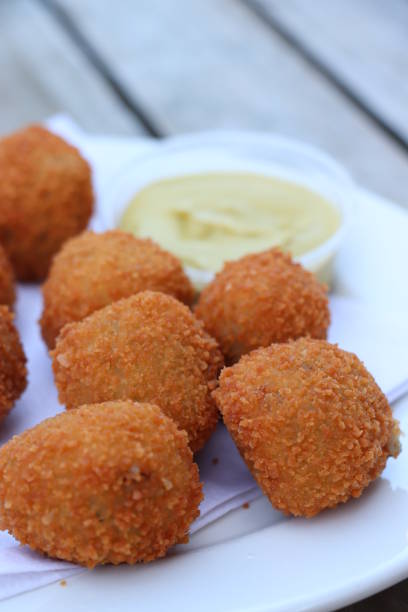 istock Dutch snack: Bitterballen with mustard 1058193858