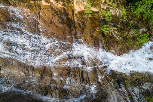 Aerial shot tropical forest and  Waterfall south Thailand