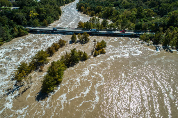istock Austin Flooding as Dams open Flood gates and fast moving flood waters move down river 1058209564