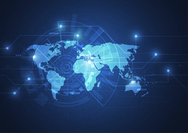 istock Global network connection. World map point and line composition concept of global business. Vector Illustration 1058209576