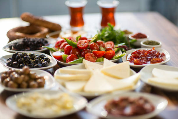 istock Travel concept: setup with traditional delicious turkish breakfast 1058218216