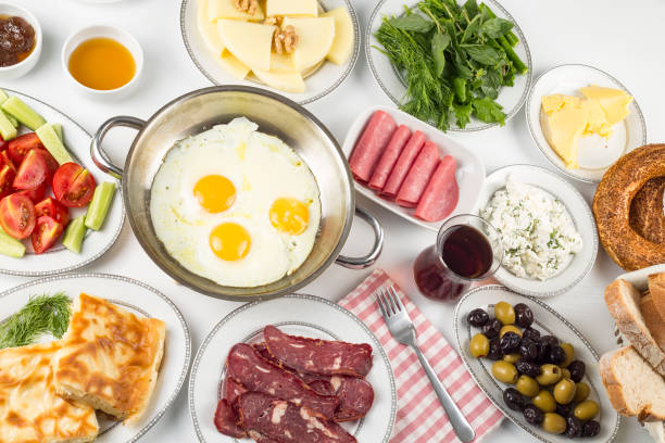 istock Travel concept: setup with traditional delicious turkish breakfast 1058218666