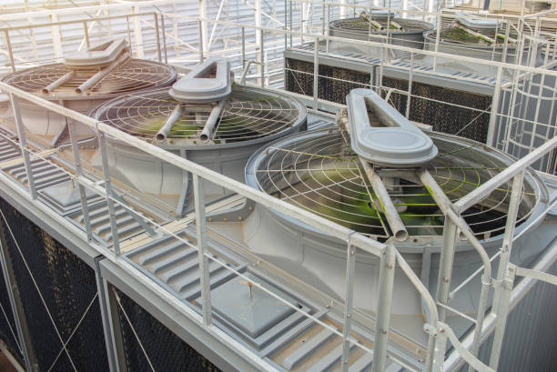 istock Ventilation system on roof top of the building 1058220416