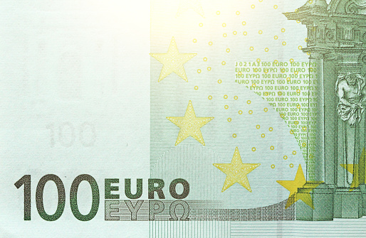 One Hundred Euro With One Note. 100 Euro.