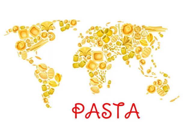 Vector illustration of Pasta vector Italian macaroni world poster