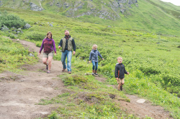 istock Family hiking on Alaska mountain 1058228112