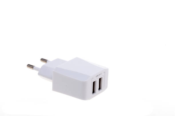 istock White 2 port Cell phone charger USB 1058230782