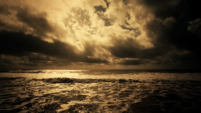 Bronze Sea Background with Clouds