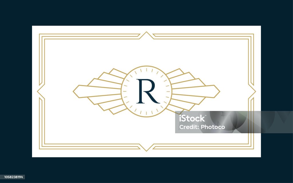 Art-Deco-Monogramm Business & Einladungskarte - Lizenzfrei Rand Vektorgrafik