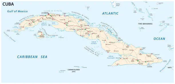 Vector illustration of Republic of Cuba road map.