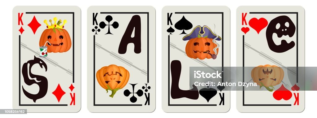 playing cards with an inscription discounts playing cards with an inscription discounts. stock vector image Halloween stock vector
