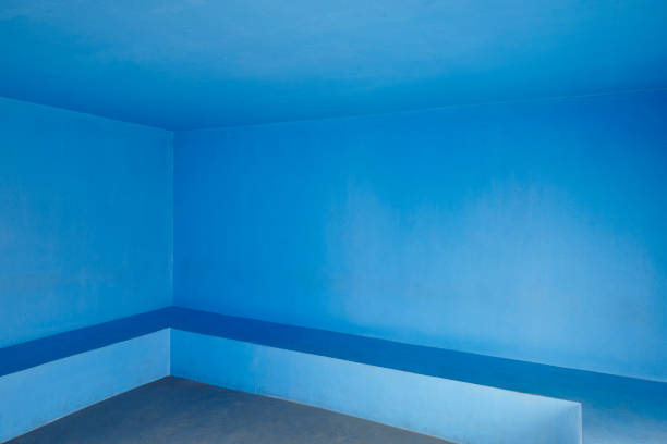 istock Blue concrete walls indoor room. Minimalist interior architecture 1058257988