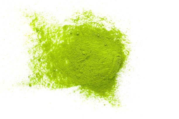 istock Powdered matcha green tea on white background top view 1058267496