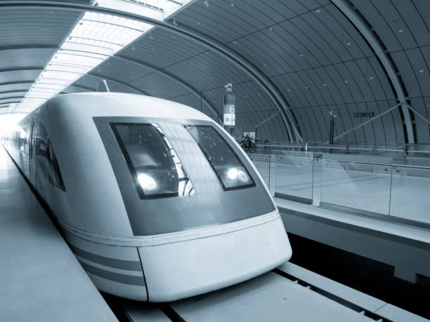 Shanghai China Maglev high speed train Shanghai, China - 12 01 2017: Shanghai China Maglev high speed train. The line is the first commercially operated high-speed magnetic levitation line in the world. maglev train stock pictures, royalty-free photos & images