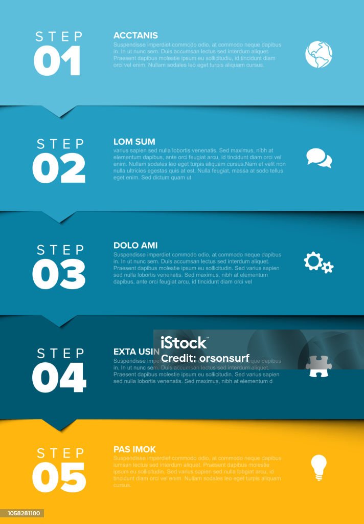 5 Point Progress Vector Progress Five Steps Template Stock Illustration - Download Image ...