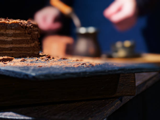 istock Homemade chocolate cake and coffee 1058284590