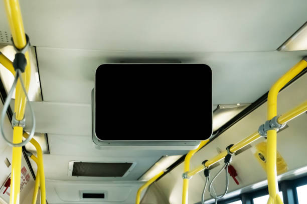 istock black TV without information inside the bus. 1058285312