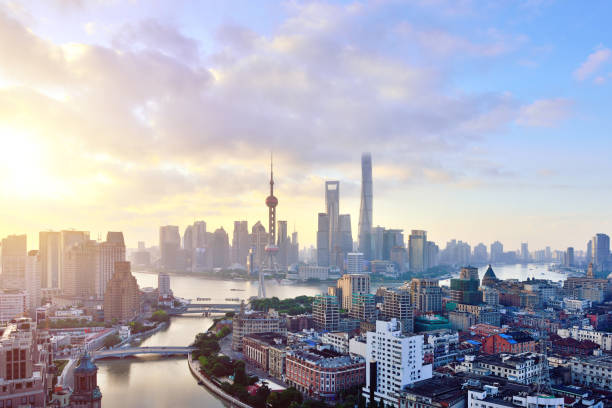 istock Shanghai Skyline Panoramic at Morning, Shanghai, China 1058294178