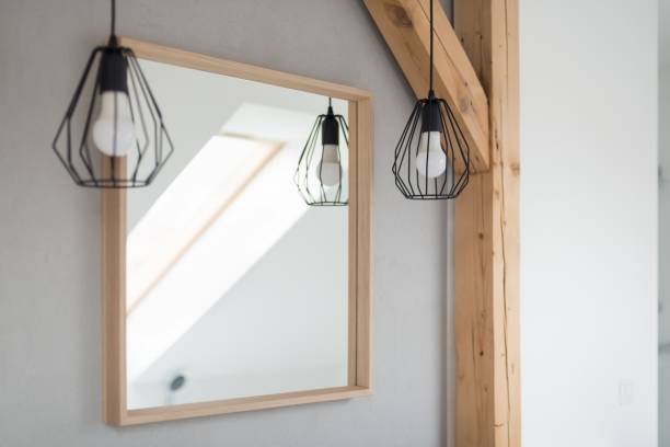 istock Mirror and lamps in bathroom 1058294204