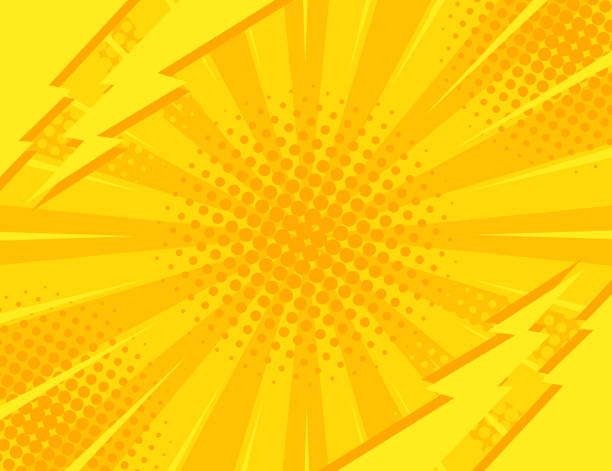 ilustraciones, imágenes clip art, dibujos animados e iconos de stock de fondo de estilo vintage retro amarillo con rayos y relámpagos. ilustración de vector - poster backgrounds paper sunbeam