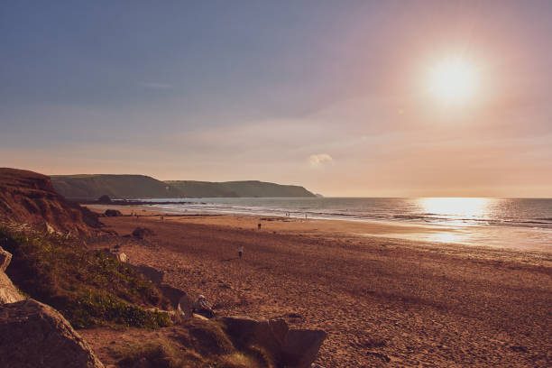 beach in Widemouth bay, Cornwall stock photo