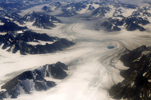 the glacier of Greenland. Aerial view.