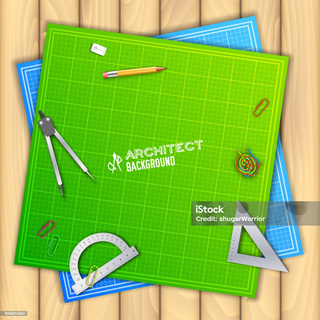 Project Table Background Architect Wood Table Project With Professional Equipment Background ...
