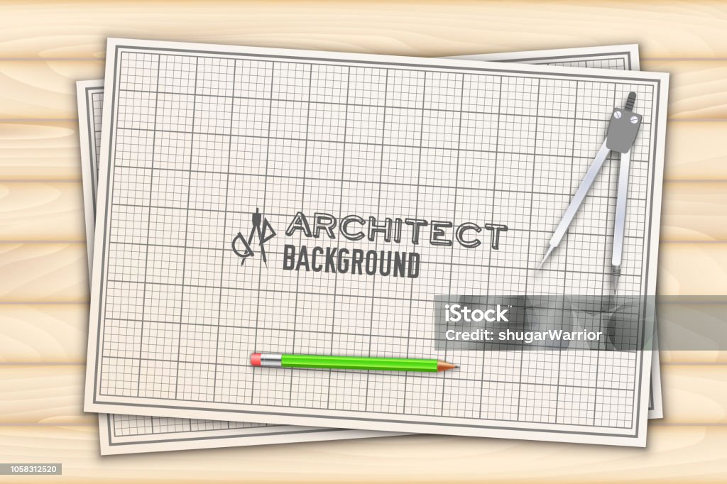 Project Table Background Architect Wood Table Project With Professional Equipment Background ...