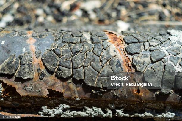 Closeup Of Old Rusty Sewer Drain Pipe With Cracked Weather Seal Stock Photo - Download Image Now