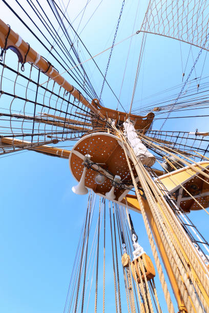 istock Rigging on vintage classic sail ship 1058318560