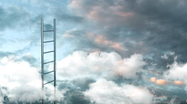 istock Ladder to the clouds concept image. 3d illustration 1058322744
