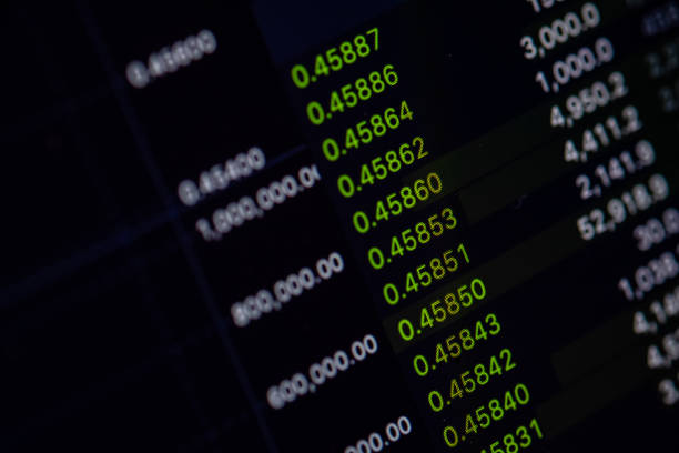 istock Financial growth concept with golden Bitcoins on exchange chart background. 1058327842