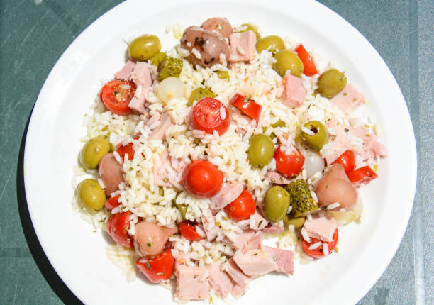 Italian food for Mediterranean healthy diet rice salad