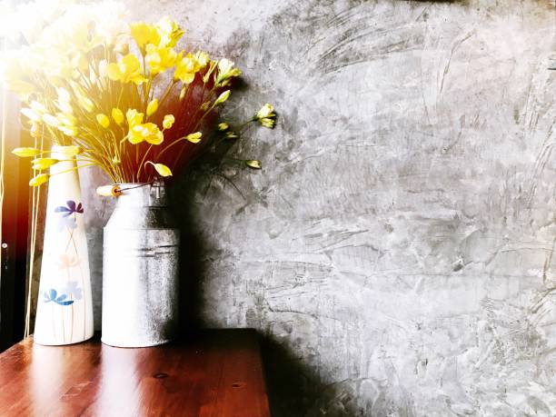 retro yellow flower on wood table