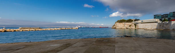 Gibraltar, United Kingdom, 3rd October 2018:- Rosia Bay, where HMS Victory brought Admiral Nelson’s body after his victory at the battle of Trafalgar. Gibraltar is a British Overseas Territory located on the southern tip of Spain.